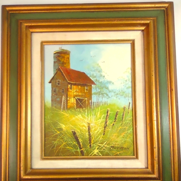 Other - Rustic Barn Landscape Art with Gold Frame